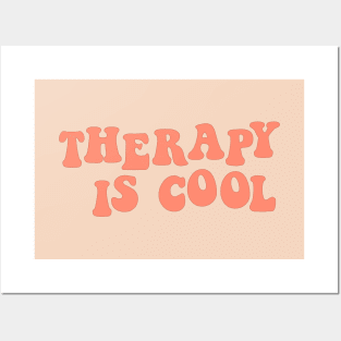 Therapy is Cool Coral Pink Posters and Art